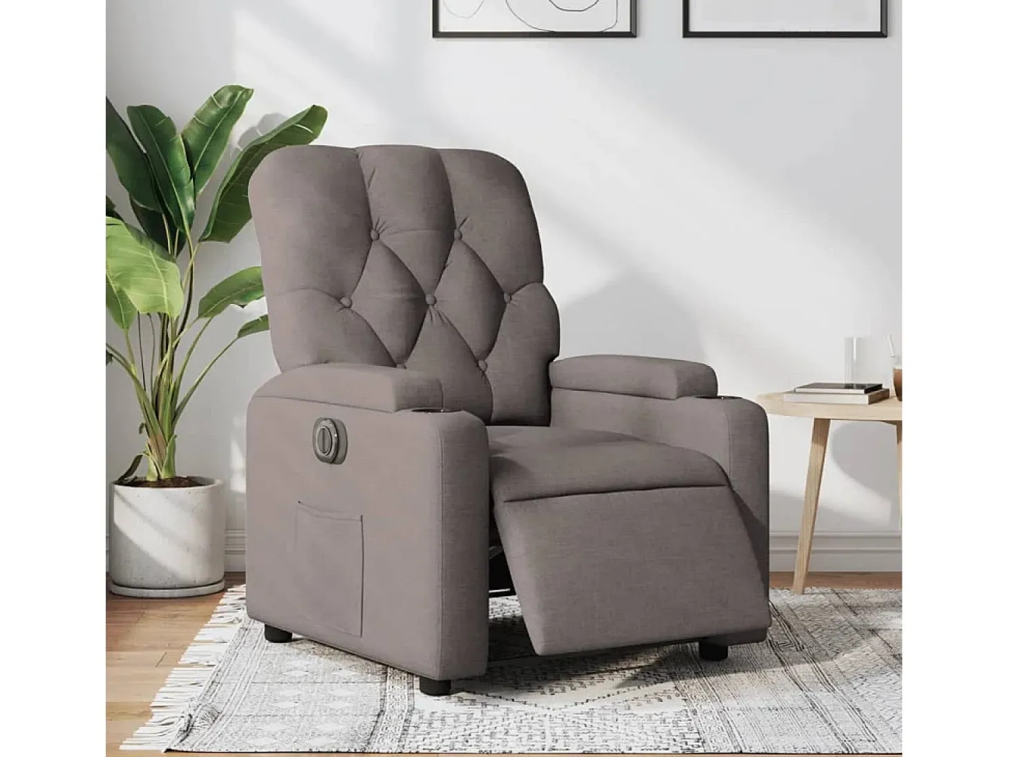 Poltrona elétrica reclinável tecido cinzento-acastanhado SHL95284