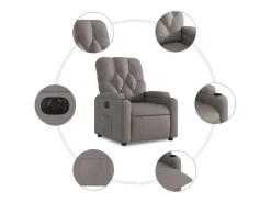 Poltrona elétrica reclinável tecido cinzento-acastanhado SHL95284