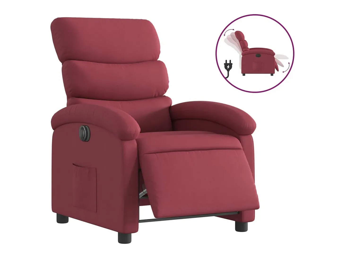 Poltrona elétrica reclinável tecido vermelho tinto