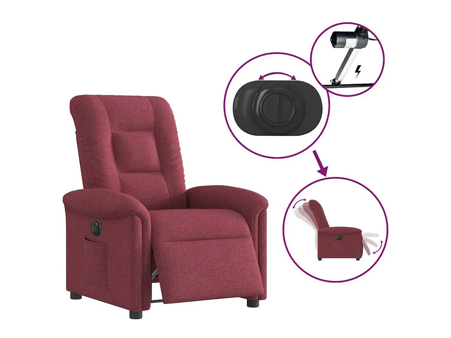 Poltrona elétrica reclinável tecido vermelho tinto SHL600653