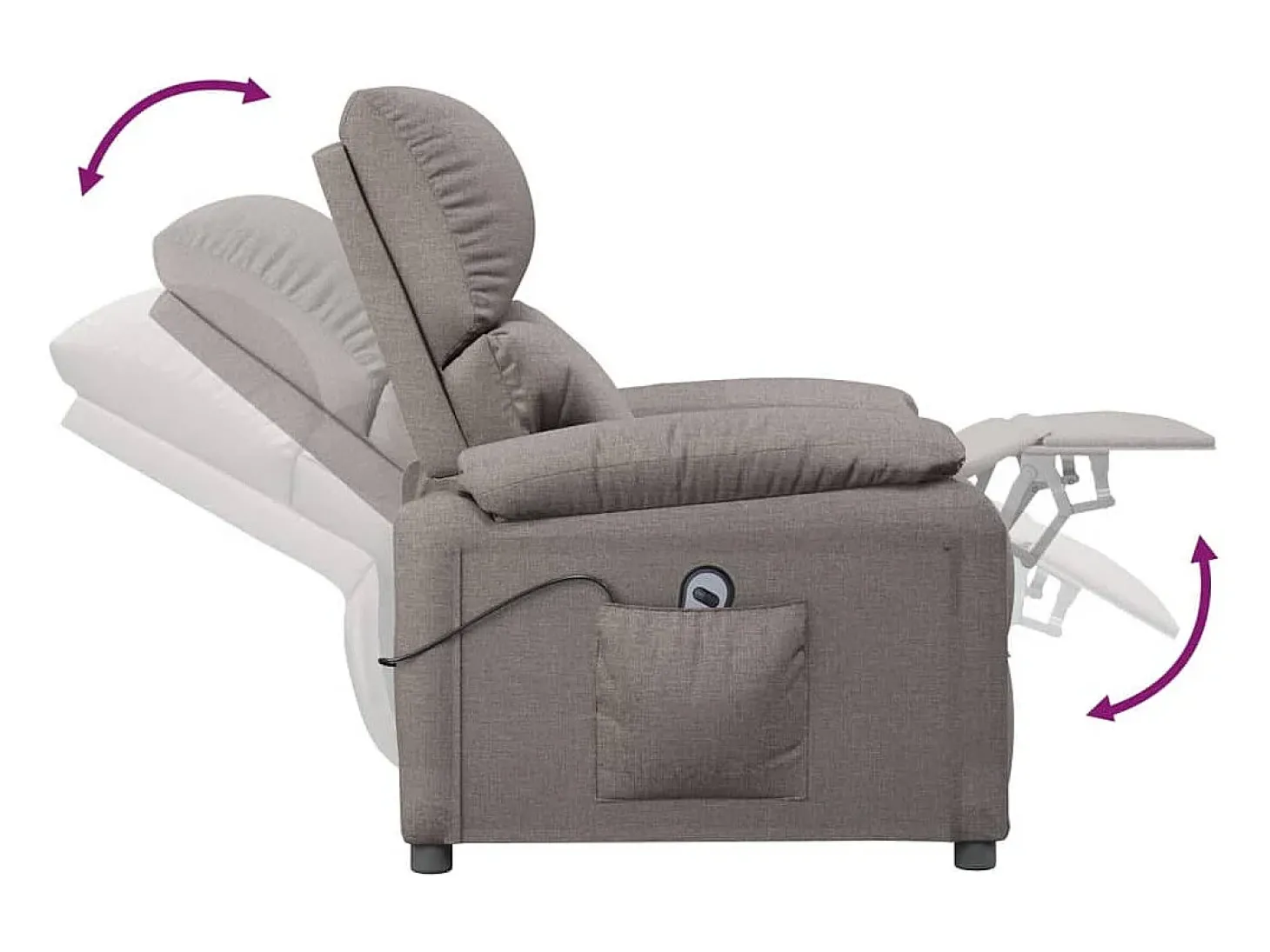 Poltrona elétrica reclinável tecido cinzento-acastanhado SHL694029
