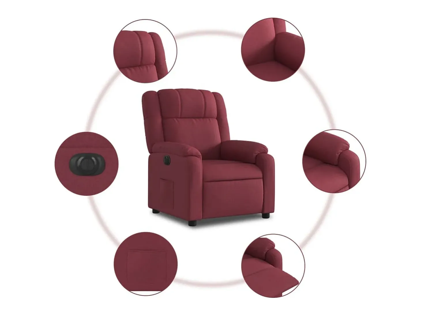 Poltrona elétrica reclinável tecido vermelho tinto SHL287973