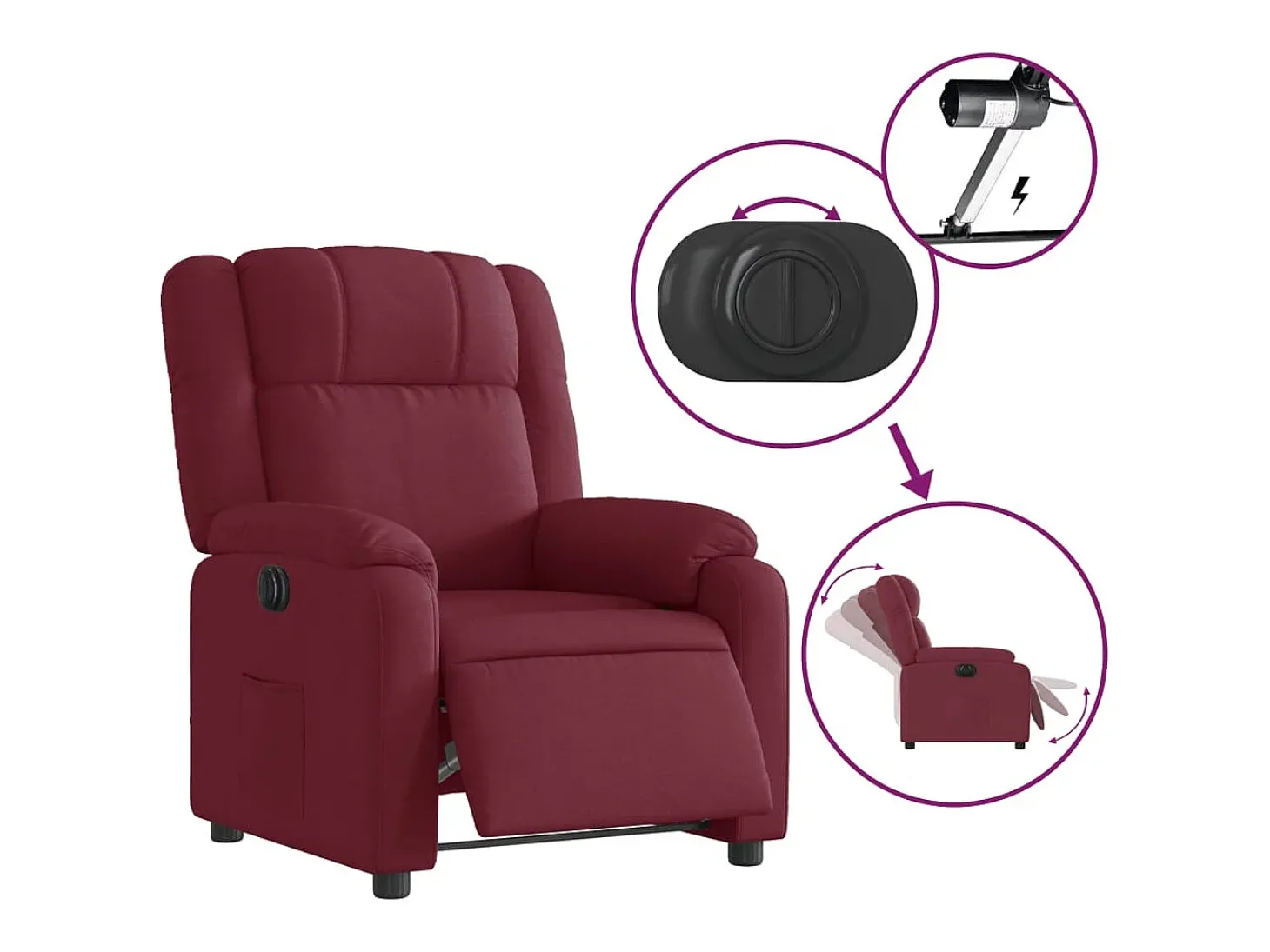 Poltrona elétrica reclinável tecido vermelho tinto SHL287973