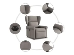 Poltrona elétrica reclinável tecido cinzento-acastanhado SHL598345