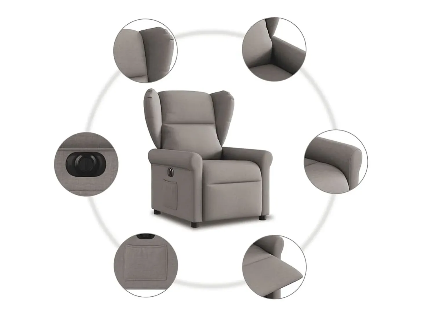 Poltrona elétrica reclinável tecido cinzento-acastanhado SHL598345