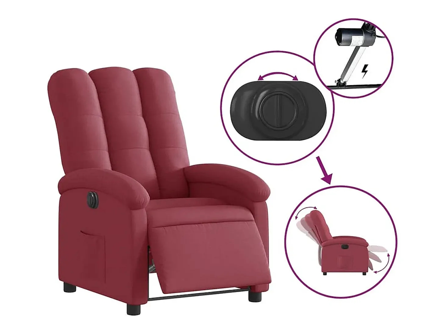 Poltrona elétrica reclinável tecido vermelho tinto SHL264987