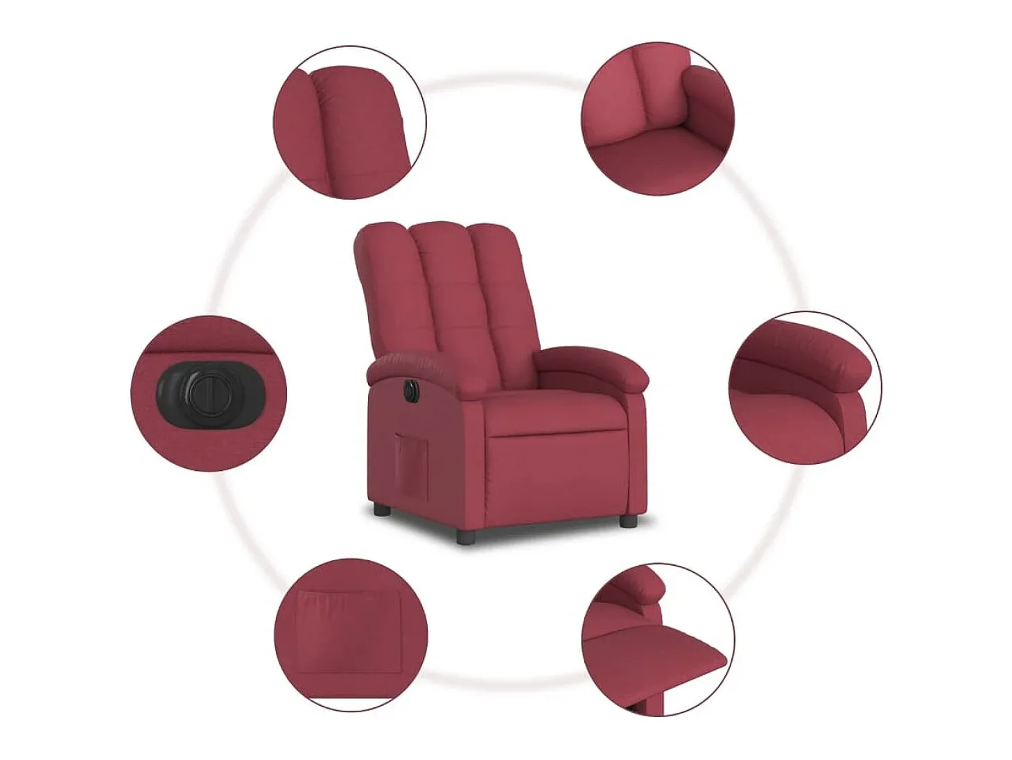 Poltrona elétrica reclinável tecido vermelho tinto SHL264987