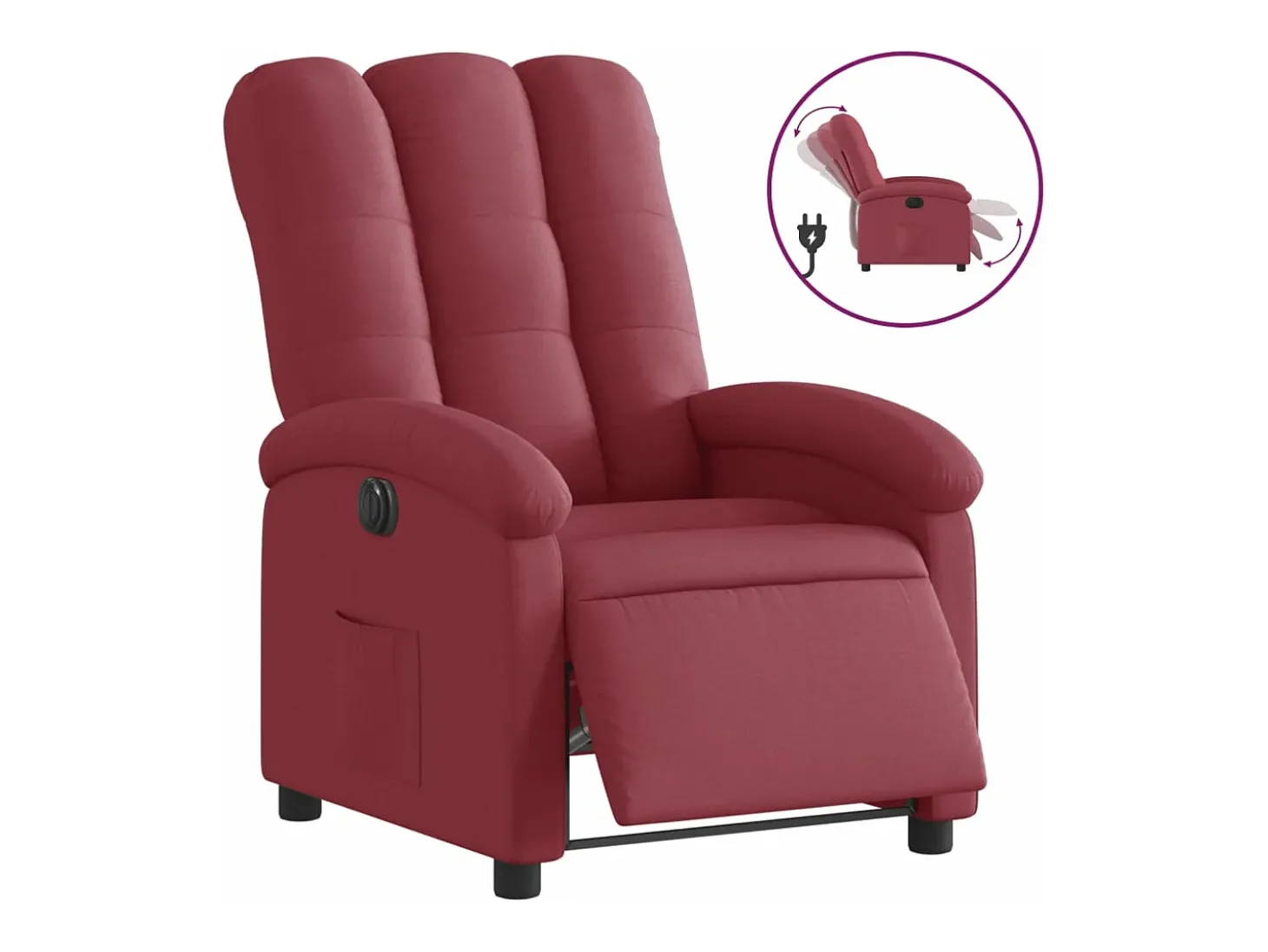 Poltrona elétrica reclinável tecido vermelho tinto PT890102
