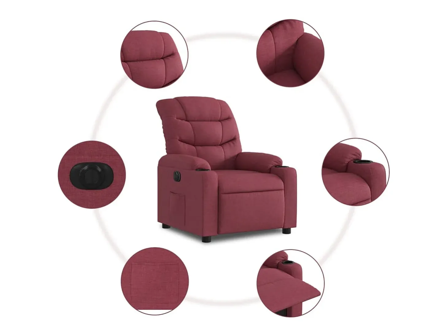 Poltrona elétrica reclinável tecido vermelho tinto