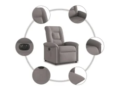 Poltrona elétrica reclinável tecido cinzento-acastanhado SHL85866
