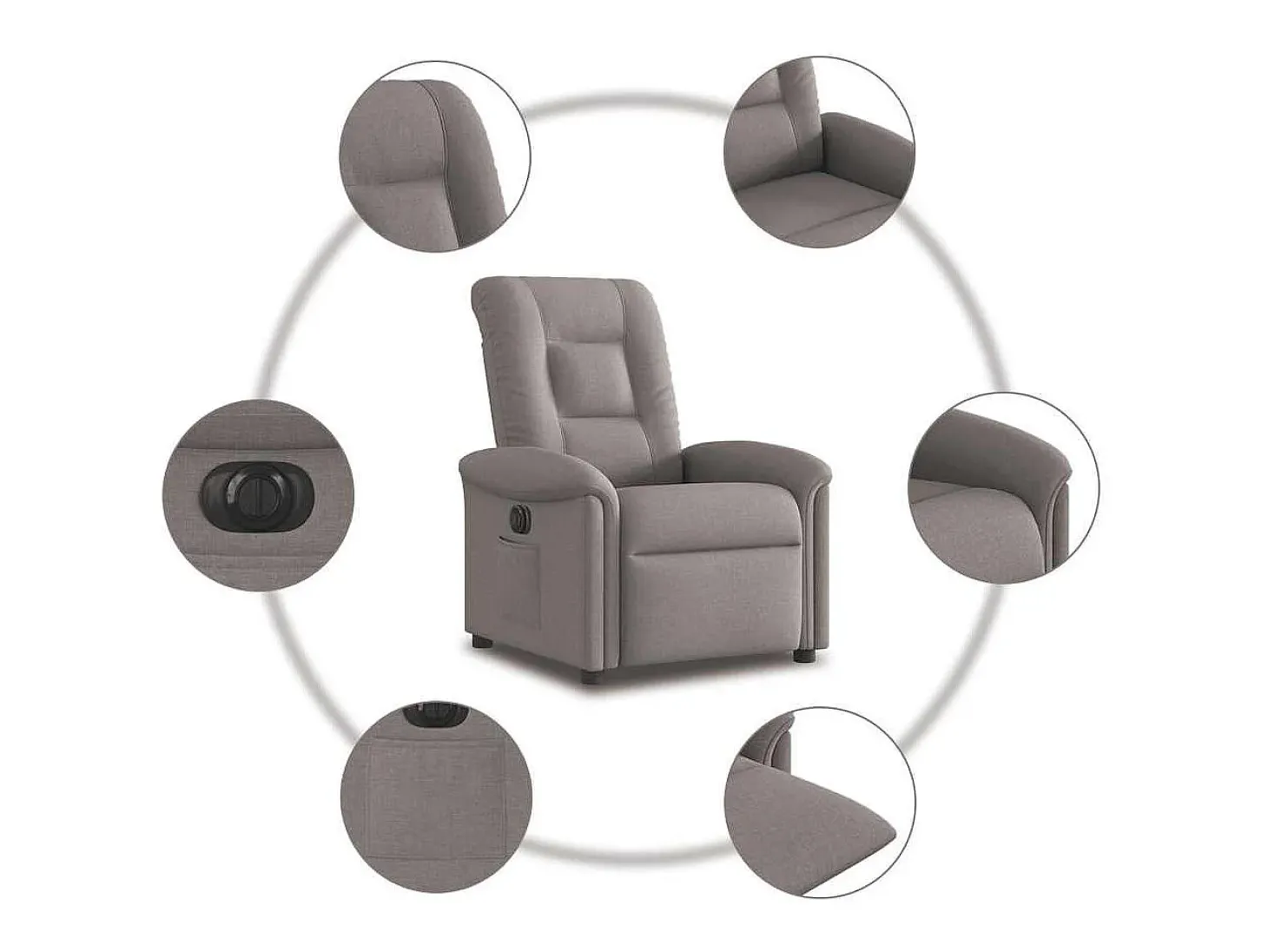 Poltrona elétrica reclinável tecido cinzento-acastanhado SHL85866