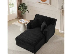 Poltrona em bombazine - Sofá-cama preto - Não necessita de montagem