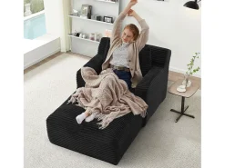 Poltrona em bombazine - Sofá-cama preto - Não necessita de montagem