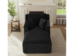 Poltrona em bombazine - Sofá-cama preto - Não necessita de montagem