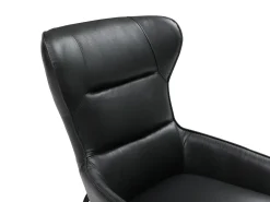 Poltrona em pele de búfalo preto estilo contemporâneo efeito pesponto DINNIA