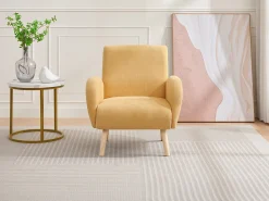 Poltrona em tecido amarelo mostarda estilo contemporâneo MAZARONE