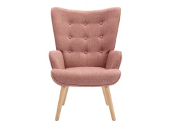 Poltrona em tecido cor-de-rosa capitonê estilo escandinavo VATELY