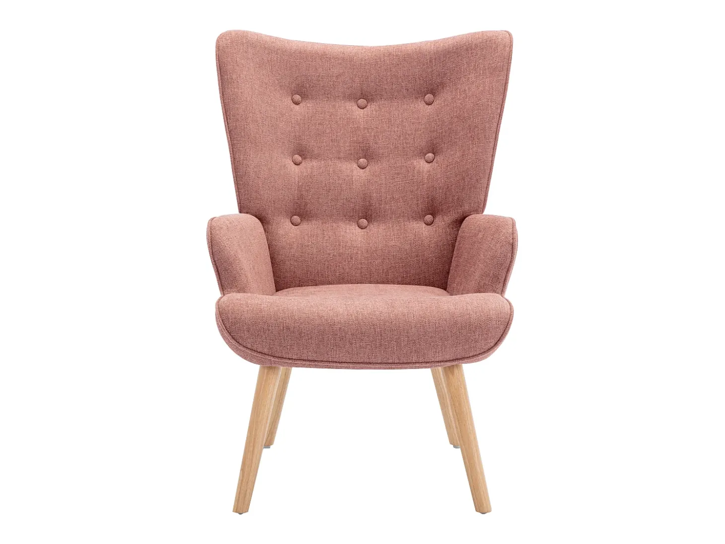Poltrona em tecido cor-de-rosa capitonê estilo escandinavo VATELY