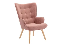 Poltrona em tecido cor-de-rosa capitonê estilo escandinavo VATELY