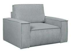 Poltrona em veludo canelado cinza-claro com estilo design AMELIA