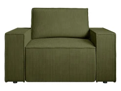 Poltrona em veludo canelado verde oliva de estilo design AMELIA