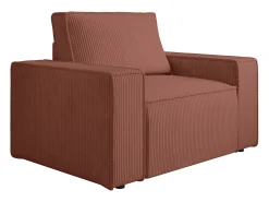 Poltrona em veludo canelado cor-de-rosa de estilo design AMELIA