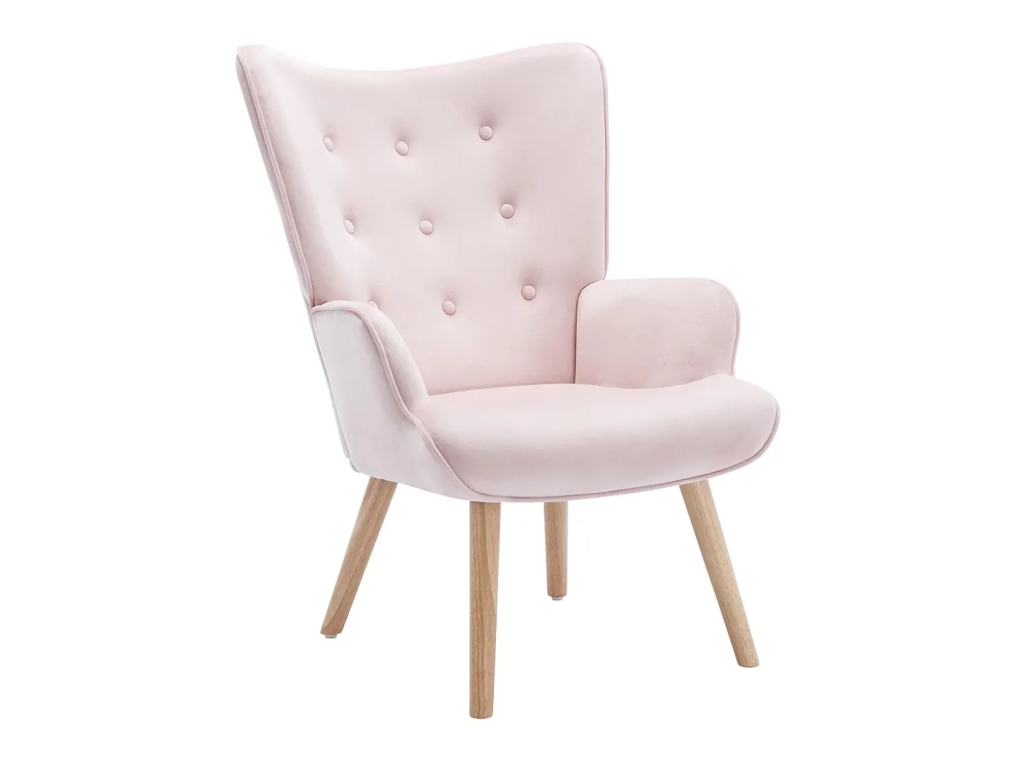 Poltrona em veludo cor-de-rosa de estilo escandinavo VATELY