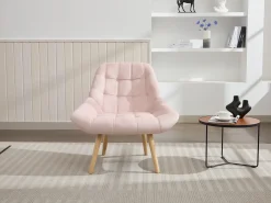 Poltrona em veludo cor-de-rosa estilo escandinavo capitonê LUOSTO