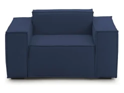 Poltrona Emanuela, Poltrona de sala, 100% Made in Italy, Poltrona relaxante em tecido acolchoado, 140x95h70 cm, Azul