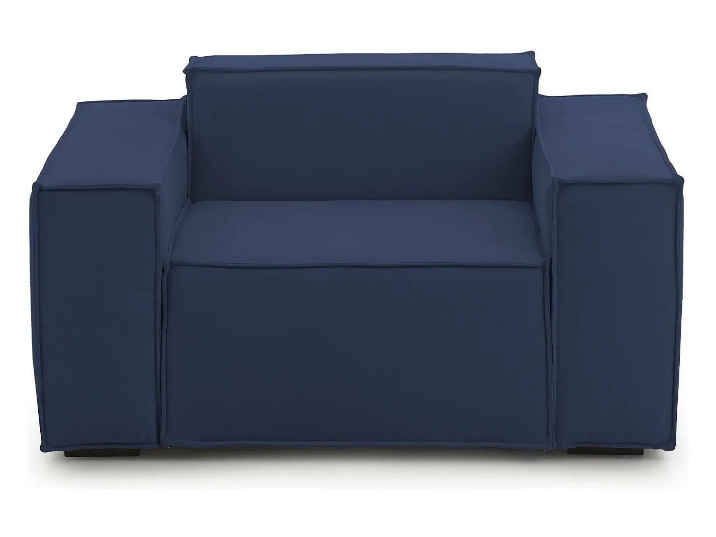 Poltrona Emanuela, Poltrona de sala, 100% Made in Italy, Poltrona relaxante em tecido acolchoado, 140x95h70 cm, Azul
