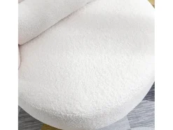 Poltrona giratória com almofada lombar - Tecido Teddy - Branco