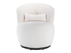 Poltrona giratória com almofada lombar - Tecido Teddy - Branco