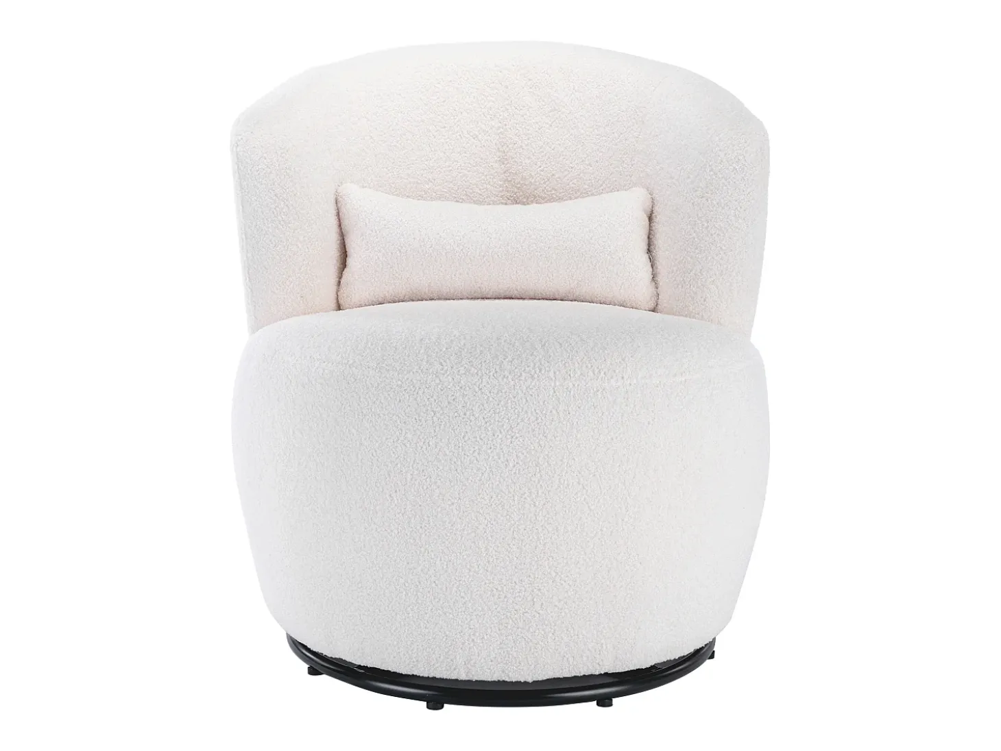 Poltrona giratória com almofada lombar - Tecido Teddy - Branco