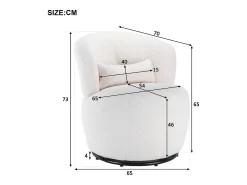 Poltrona giratória com almofada lombar - Tecido Teddy - Branco