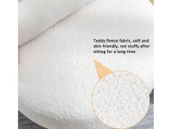 Poltrona giratória com almofada lombar - Tecido Teddy - Branco
