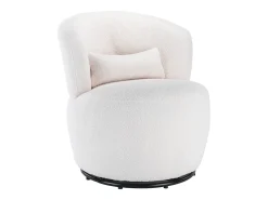 Poltrona giratória com almofada lombar - Tecido Teddy - Branco