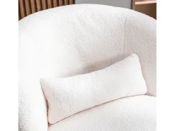 Poltrona giratória com almofada lombar - Tecido Teddy - Branco