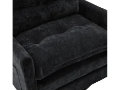 Poltrona giratória com bolso lateral - Tecido chenille - Preto