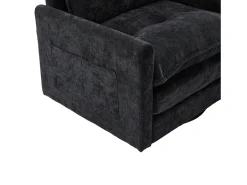 Poltrona giratória com bolso lateral - Tecido chenille - Preto