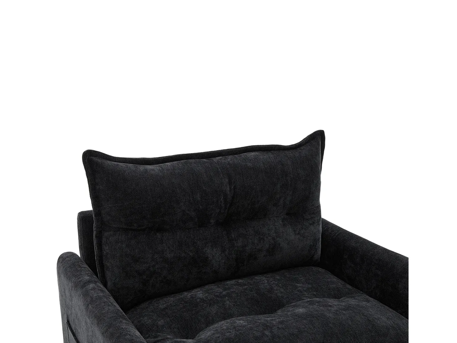 Poltrona giratória com bolso lateral - Tecido chenille - Preto