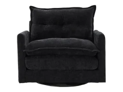 Poltrona giratória com bolso lateral - Tecido chenille - Preto