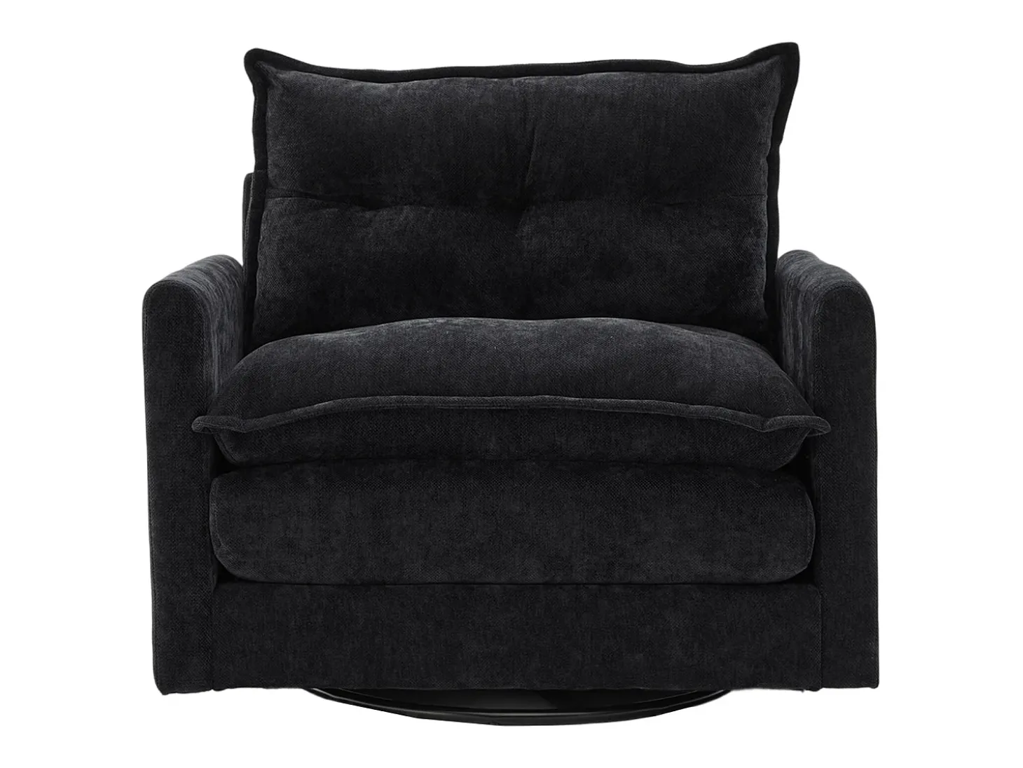 Poltrona giratória com bolso lateral - Tecido chenille - Preto