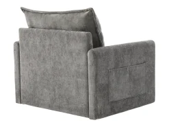 Poltrona giratória com bolso lateral - Tecido chenille - Cinza