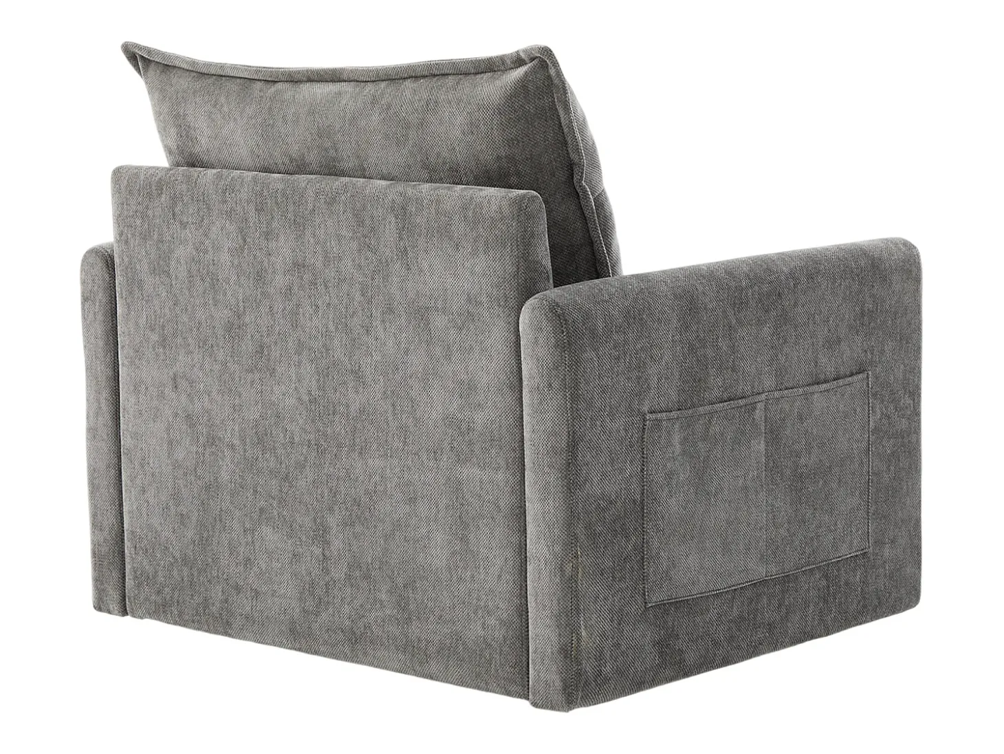 Poltrona giratória com bolso lateral - Tecido chenille - Cinza