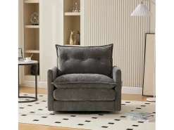Poltrona giratória com bolso lateral - Tecido chenille - Cinza