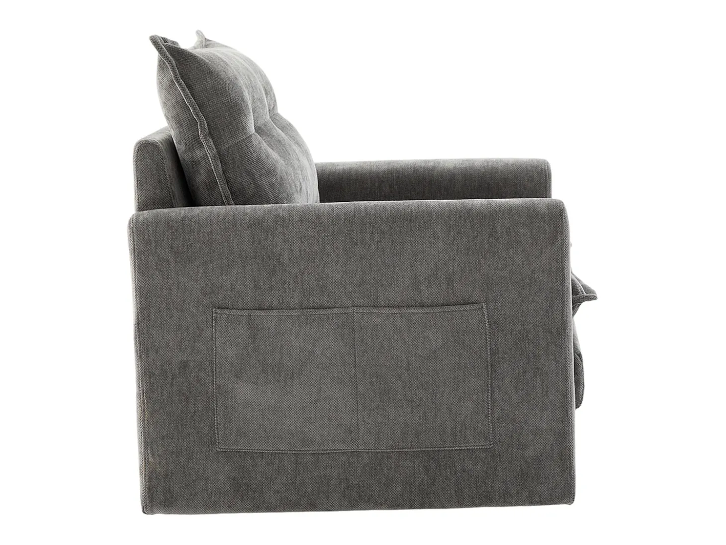 Poltrona giratória com bolso lateral - Tecido chenille - Cinza