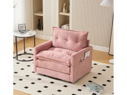 Poltrona giratória com bolso lateral - Tecido chenille - Rosa