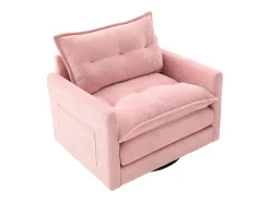 Poltrona giratória com bolso lateral - Tecido chenille - Rosa