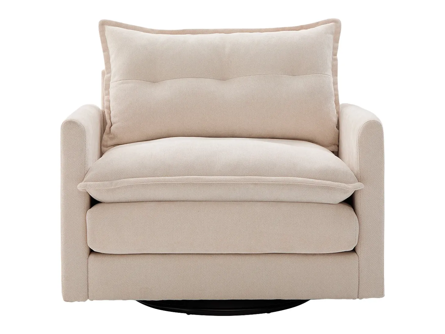 Poltrona giratória com bolso lateral - Tecido chenille - Bege