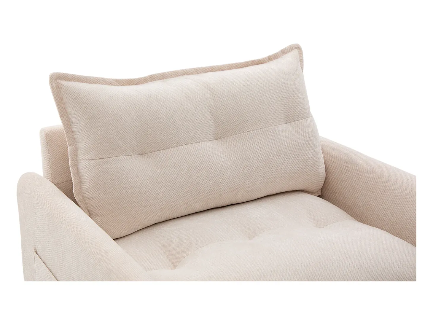 Poltrona giratória com bolso lateral - Tecido chenille - Bege
